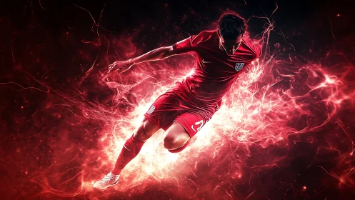 Flaming striker rips through the pitch like a solar storm