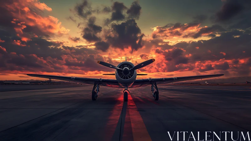 Runway warrior rests beneath a firelit, storm-kissed sunset