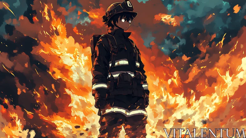 Courage in Flames: Firefighter's Heroic Stand.