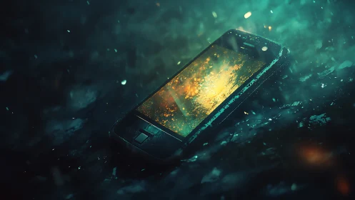 Forgotten smartphone glows underwater with eerie resilience
