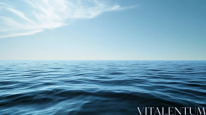 Calm open ocean horizon under clear blue daytime sky.