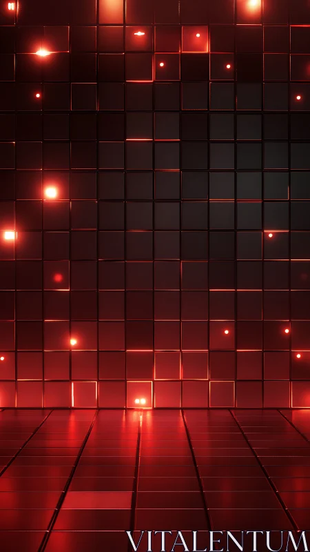 Glowing red grid wall creates a futuristic digital stage backdrop