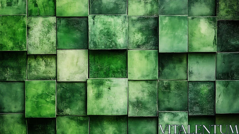Textured green square tile grid with tonal gradient variation