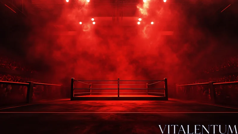 Professional Wrestling Ring Illuminated Red.