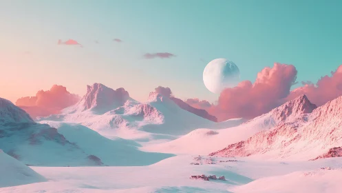 Lunar-illuminated pastel tundra under atmospheric scattering gradients.
