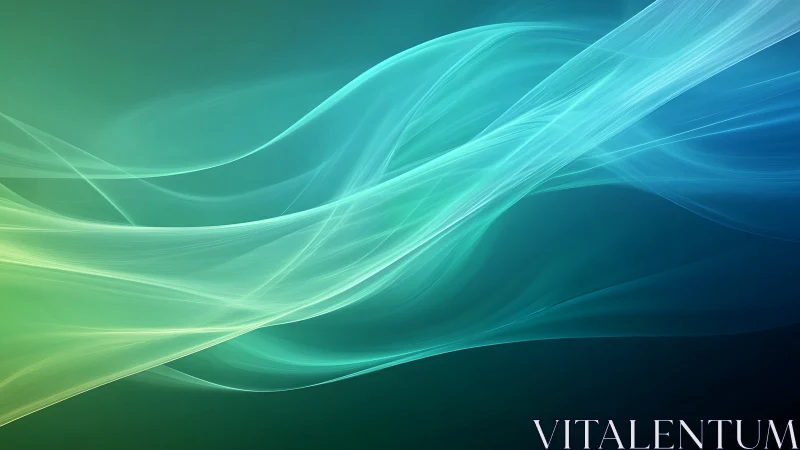 Gliding teal lightwaves drift across a tranquil digital sea.