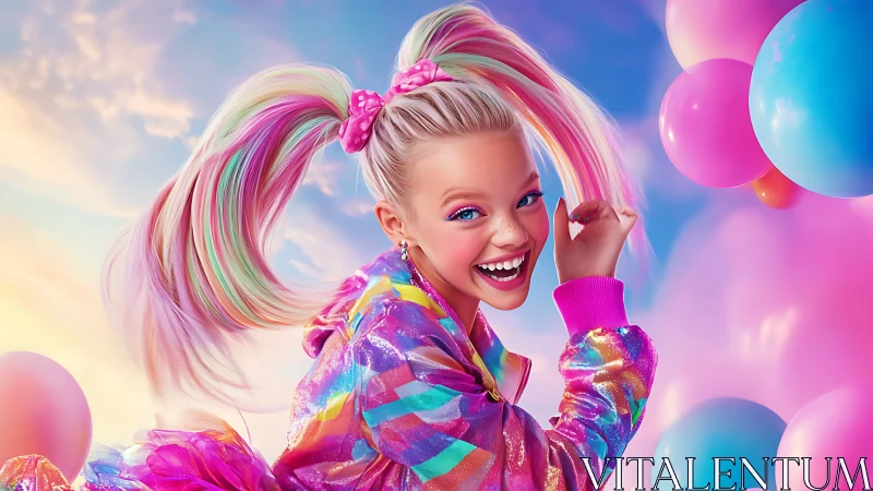 Vibrant 3D Pop Culture Portrait with Iridescent Color Gradients.