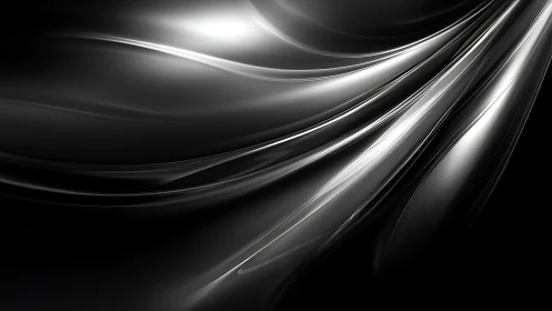 Liquid chrome ribbons glide through a velvet-black void