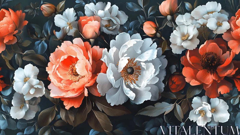 Vibrant Garden Dreams: Coral and Cream Blooms Dance Together.