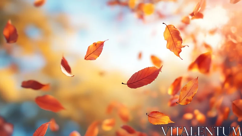 Autumn leaves suspended in shallow depth, strong bokeh isolation