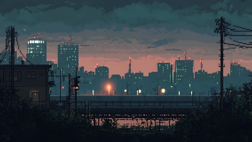 Soft evening city lights glow gently across the quiet skyline