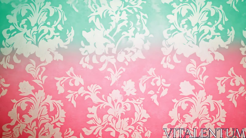 Soft floral damask drifts across mint and pink ombre