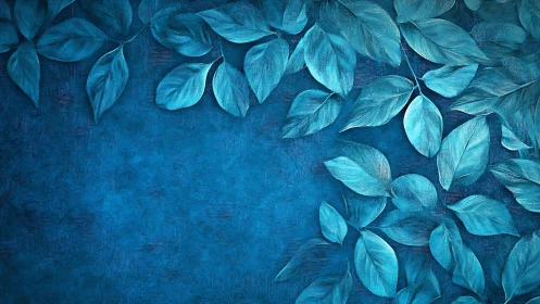 Textured cyan foliage border with botanical negative space layout.