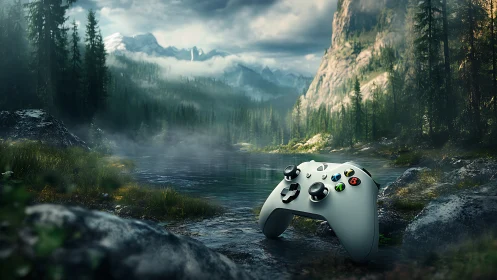 Gamepad dreaming by the misty mountain river of pixels.