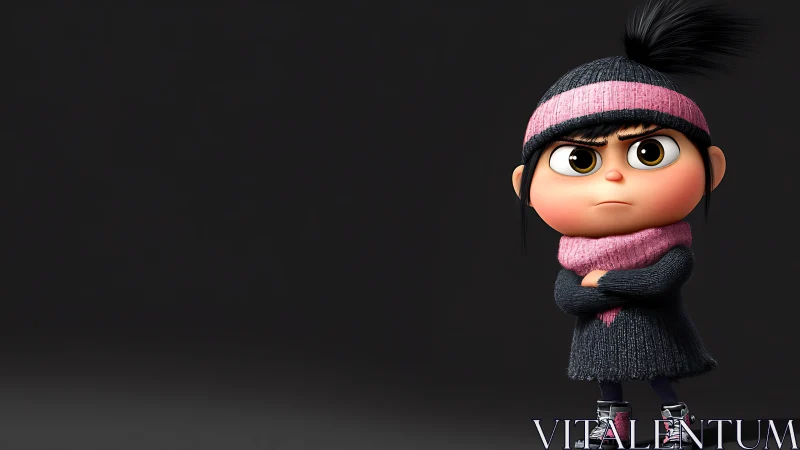 Stylized 3D child character portrait with defiant posture