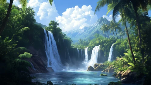 Sunlit tropical waterfalls invite quiet moments of escape