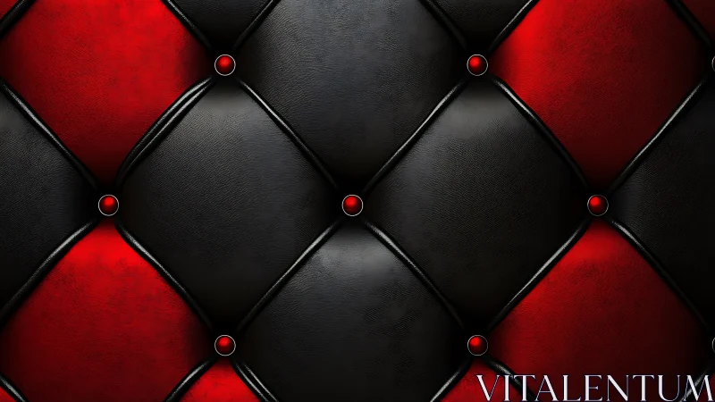 Crimson noir quilt of glossy leather diamonds and studs.