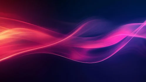 Vibrant pink and orange light waves on dark abstract background.