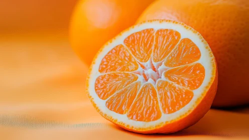 Macro citrus slice in vivid orange tonal harmony. Period.