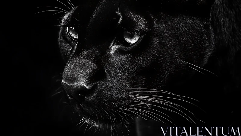 High-Contrast Feline Portrait: Dramatic Chiaroscuro Study.