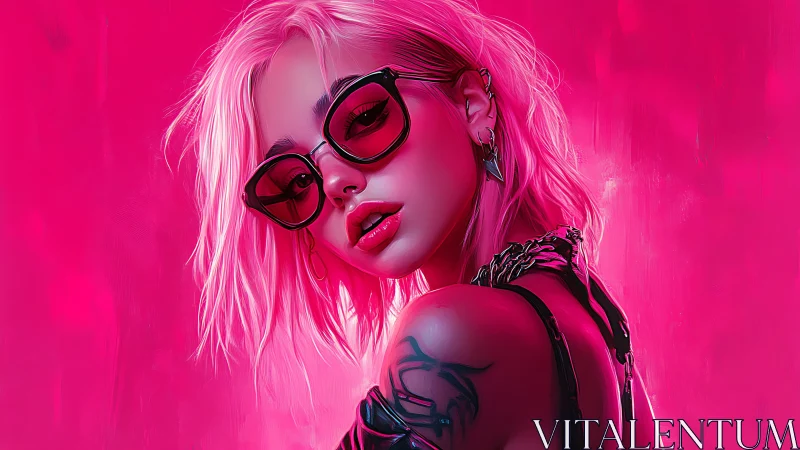 Neon-saturated cyberpunk portrait with magenta chromatic flooding.