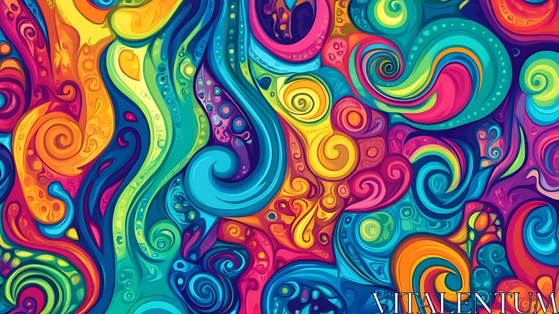 Vibrant multicolor abstract swirls form layered vector waves