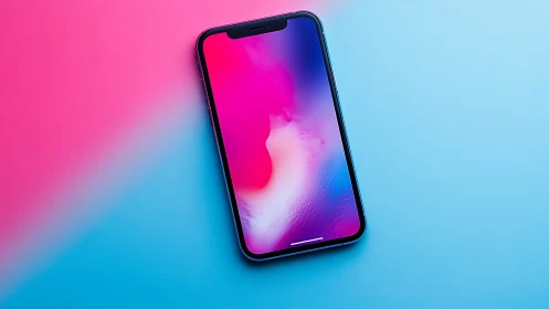 Modern smartphone displaying gradient wallpaper against dual-tone background