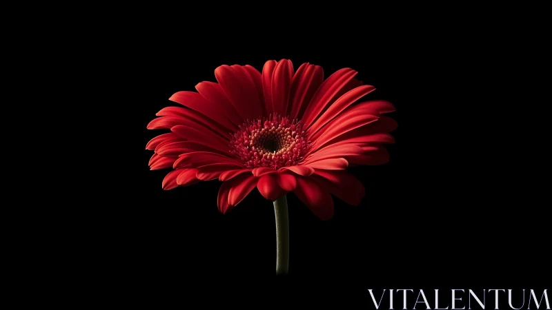 Crimson Gerbera Daisy Blooms Against Velvet Darkness