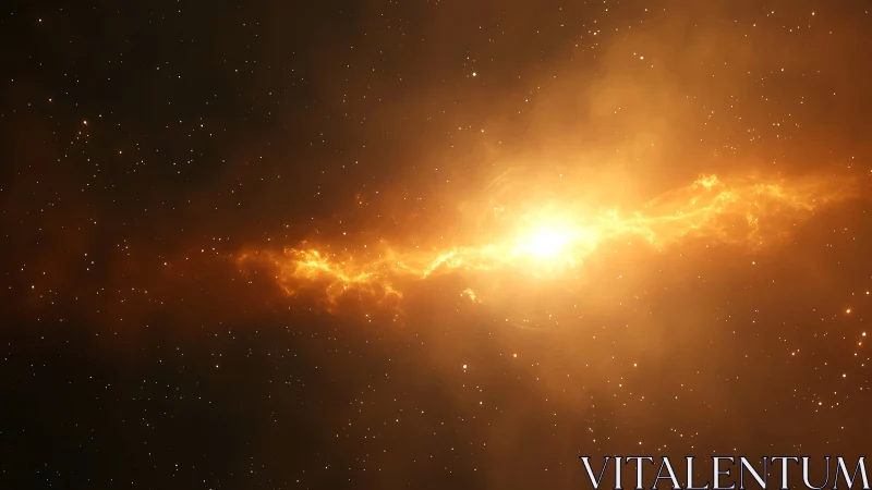 Stellar plasma filament with radiant orange nebular core