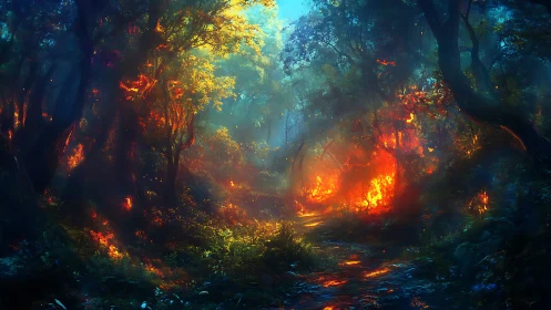 Inferno Tunneling Through Emerald Darkness—Where Wildfire Devours