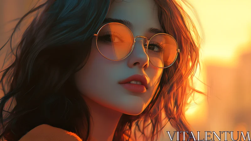 Sunlit portrait with amber lenses and cinematic glow.