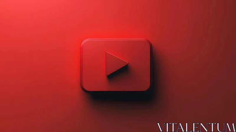 YouTube Play Button Icon in Minimalistic Red 3D Style.