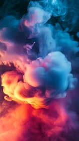 Digital painting of neon smoke plumes in vertical fusion field.