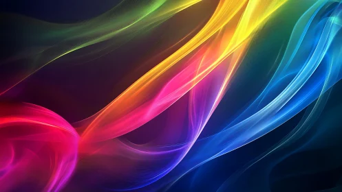 Prismatic light ribbons flow across deep chromatic gradient.