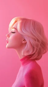 Soft pink daydream in profile, bathed in gentle light.