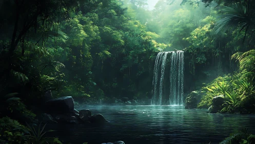 Turquoise Cascade Beckons Through Emerald Cathedral