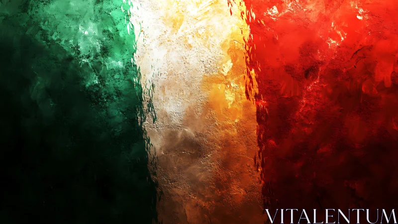 Textured tricolor abstraction renders the Irish flag motif