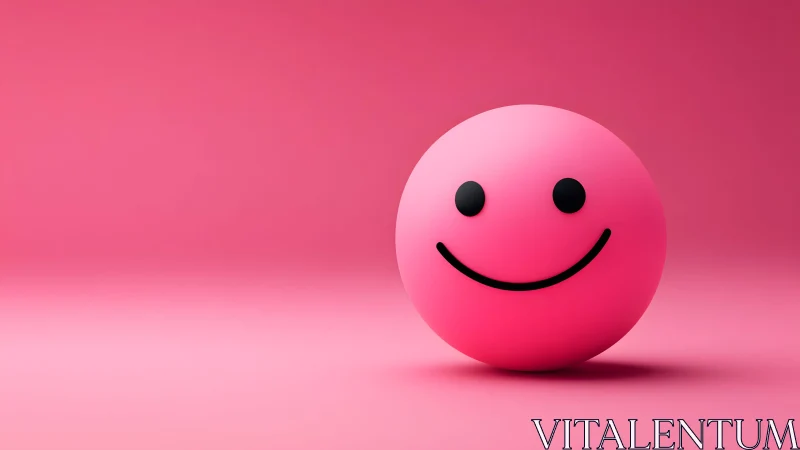 Vibrant pink smiley face ball on minimalist pink background.