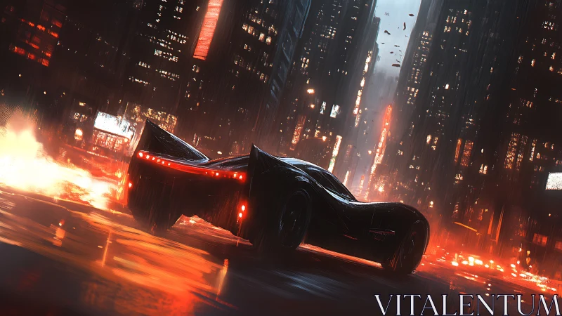Night racer slices through a neon soaked futuristic city street