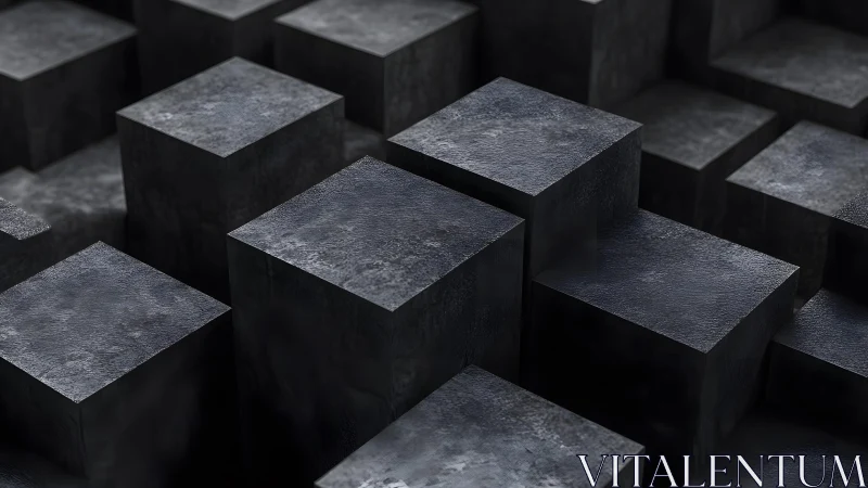 Dark geometric grid of elevated metal-like cubic blocks.
