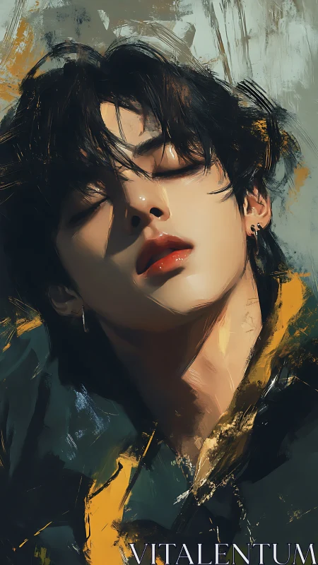 Soft light caresses a serene digital portrait in deep hues