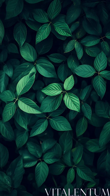 Overhead view of dense green foliage with layered leaves.