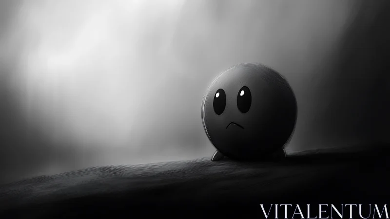 Lonely orb character under stark monochrome spotlight.