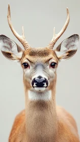 Young deer gazes calmly forward in minimalist portrait.