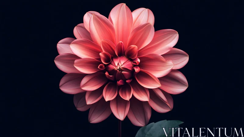 Coral Dahlia in Deep Shadow. Luminous Petals.