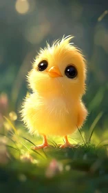 Luminescent Chick in Whimsical Grass Reverie.