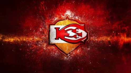 Flaming red shield erupts as stylized arrowhead logo ignites