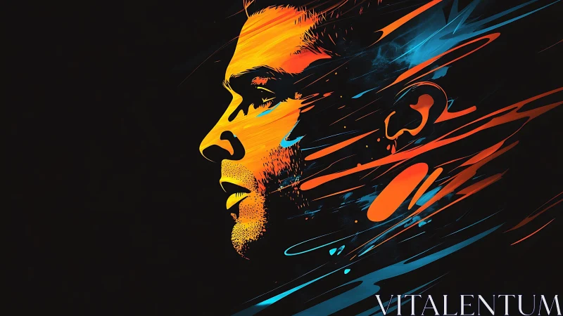 Electric daydream portrait in streaks of fire and light.