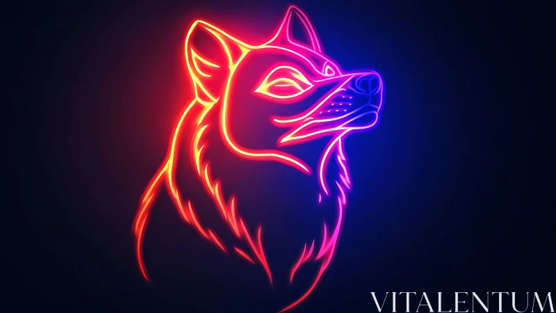 Neon fox portrait glows with bold electric confidence