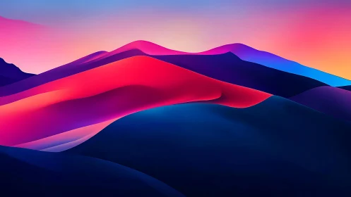 Layered gradient dunes in abstract digital landscape image.